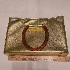 JR Julius Resnick Gold Tone Bag Purse Lucite Handles